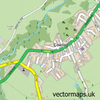 Street map sample of Cowling, North Yorkshire