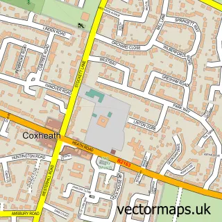 Street map sample of Coxheath, Kent