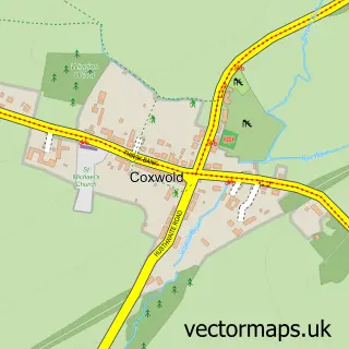 Street map sample of Coxwold, North Yorkshire