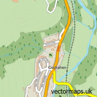 Street map sample of Coytrahen, Mid Glamorgan