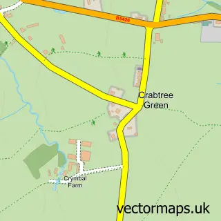 Street map sample of Crabtree Green, Clwyd