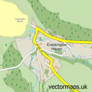 Street map sample of Crackington Haven, Cornwall