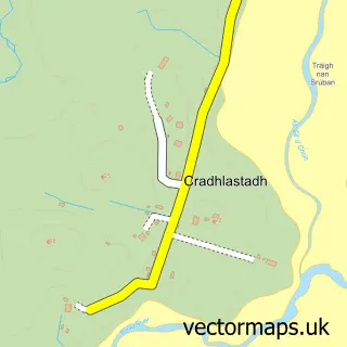 Street map sample of Cradhlastadh, Western Isles