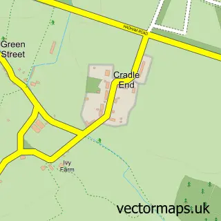 Street map sample of Cradle End, Hertfordshire