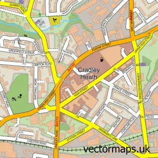 Street map sample of Cradley Heath, West Midlands