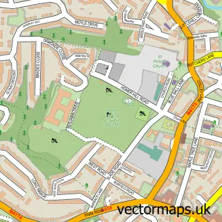 Street map sample of Cradley, West Midlands