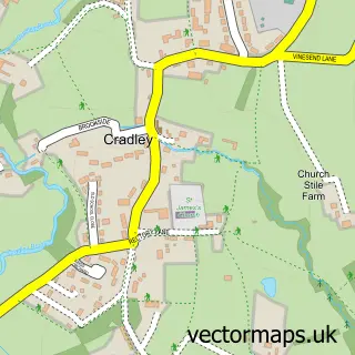 Street map sample of Cradley, Herefordshire