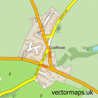 Street map sample of Crafthole, Cornwall