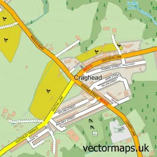 Street map sample of Craghead, Durham