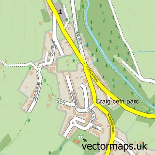 Street map sample of Craig-cefn-parc, West Glamorgan