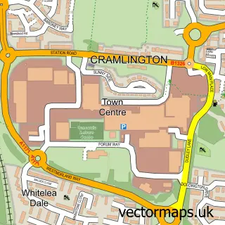 Street map sample of Cramlington, Northumberland