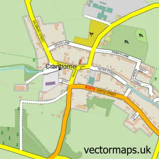 Street map sample of Cranborne, Dorset