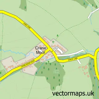 Street map sample of Crane Moor, South Yorkshire