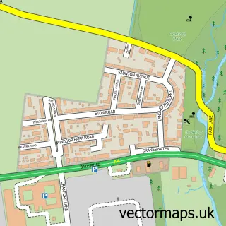 Street map sample of Cranford Cross, Greater London