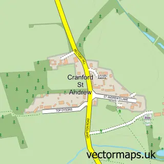 Street map sample of Cranford St. Andrew, Northamptonshire