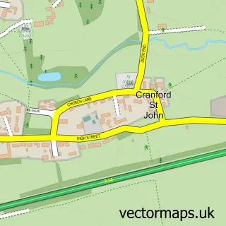 Street map sample of Cranford St. John, Northamptonshire