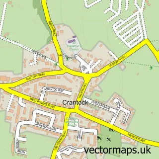 Street map sample of Crantock, Cornwall