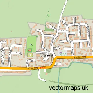 Street map sample of Cranwell, Lincolnshire