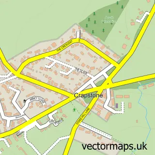 Street map sample of Crapstone, Devon