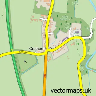 Street map sample of Crathorne, North Yorkshire