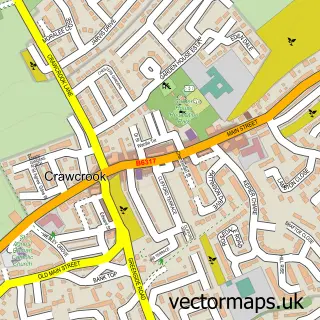 Street map sample of Crawcrook, Tyne & Wear