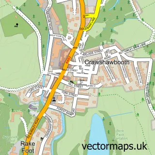 Street map sample of Crawshawbooth, Lancashire