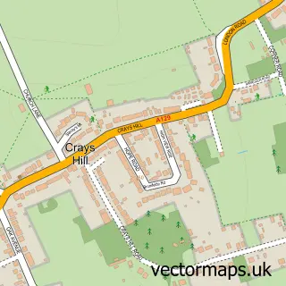 Street map sample of Crays Hill, Essex