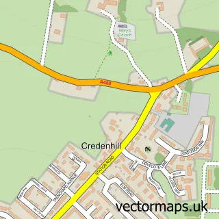 Street map sample of Credenhill, Herefordshire
