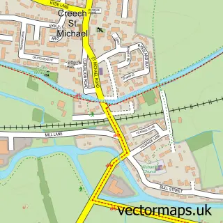 Street map sample of Creech St Michael, Somerset