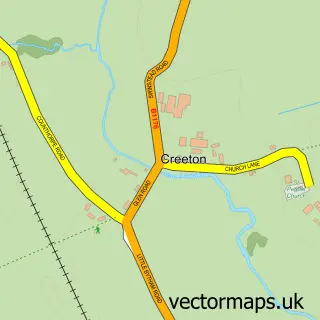 Street map sample of Creeton, Lincolnshire
