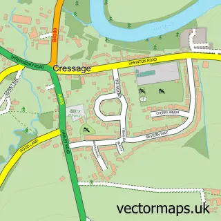 Street map sample of Cressage, Shropshire