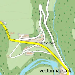 Street map sample of Cressbrook, Derbyshire