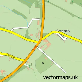 Street map sample of Cresselly, Dyfed