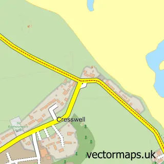 Street map sample of Cresswell, Northumberland