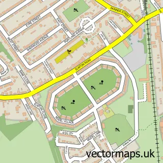 Street map sample of Creswell Model Village, Derbyshire