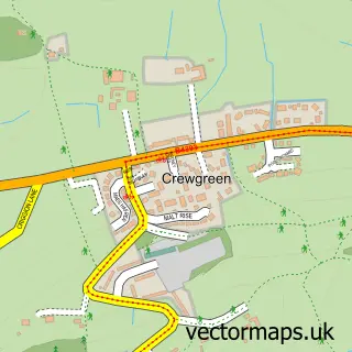 Street map sample of Crew Green, Powys