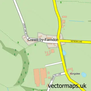 Street map sample of Crewe by Farndon, Cheshire