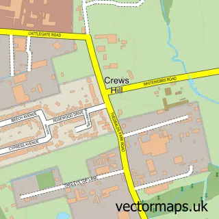 Street map sample of Crews Hill, Greater London