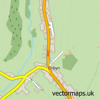 Street map sample of Cribyn, Dyfed