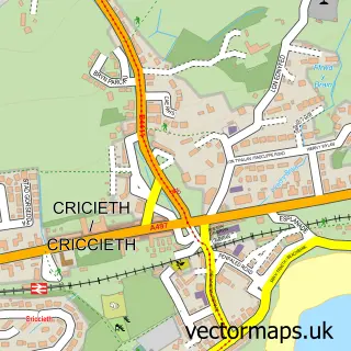 Street map sample of Criccieth, Gwynedd