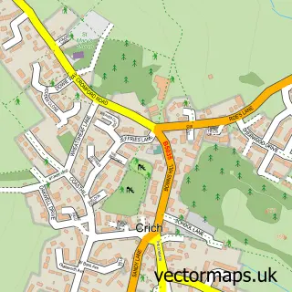 Street map sample of Crich, Derbyshire