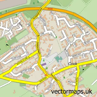 Street map sample of Crick, Northamptonshire