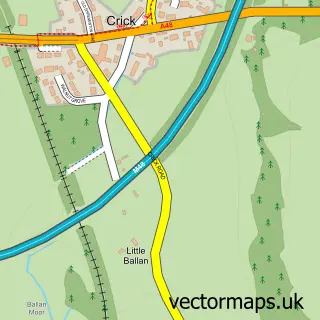 Street map sample of Crick, Gwent