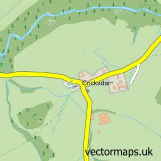 Street map sample of Crickadarn, Powys