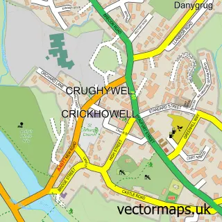 Street map sample of Crickhowell, Powys