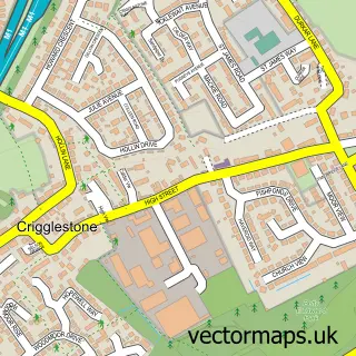 Street map sample of Crigglestone, West Yorkshire