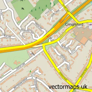 Street map sample of Cringleford, Norfolk
