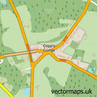 Street map sample of Cripps Corner, East Sussex
