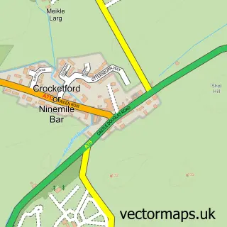 Street map sample of Crocketford, The Stewartry of Kirkcudbright