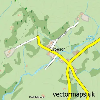 Street map sample of Croesor, Gwynedd